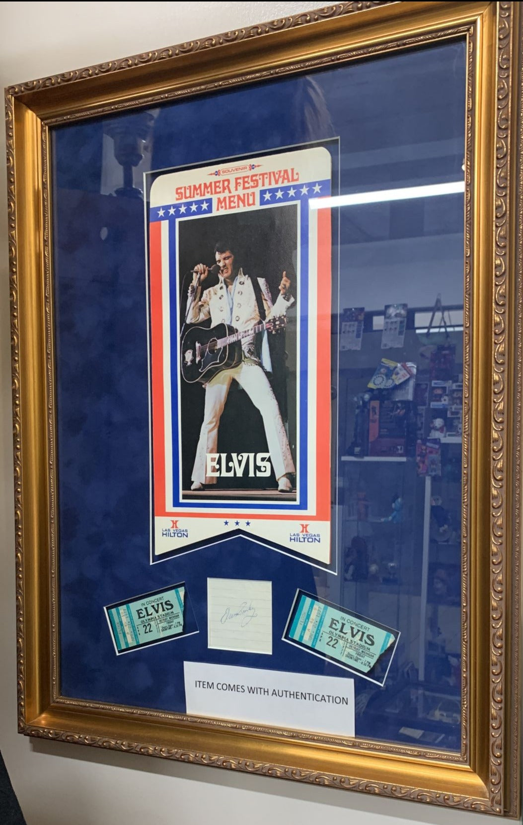 Rare Elvis presley autograph vegas 1977 - Olimpic Stadium Las Vegas - Framed - Certified