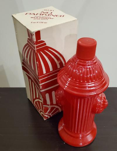 AVON COLOGNES AND PERFUMES 1970'S "CAN'T PARK HERE" FIRE HYDRANT COLOGNE BOTTLE