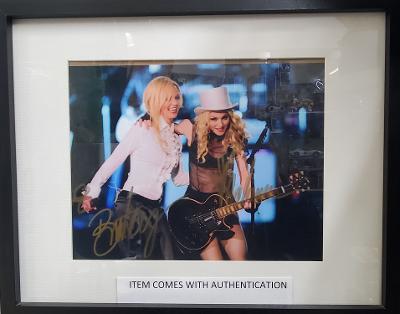 BRITTANY SPEARS & MADONNA FRAMED PHOTO WITH AUTHENTICATED SIGNATURES