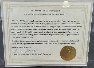 ELVIS  ALL THE KING'S THINGS INTERNATIONAL FRAMED SIGNATURE PIECE